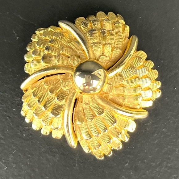 Vintage LIEBA USA GOLD TONE Scarf Dress CLIP FLOWER floral - Picture 7 of 12